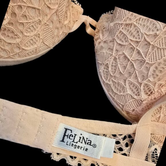 FELINA LINGERIE Peach Lace Bra sz 36C - Picture 9 of 9